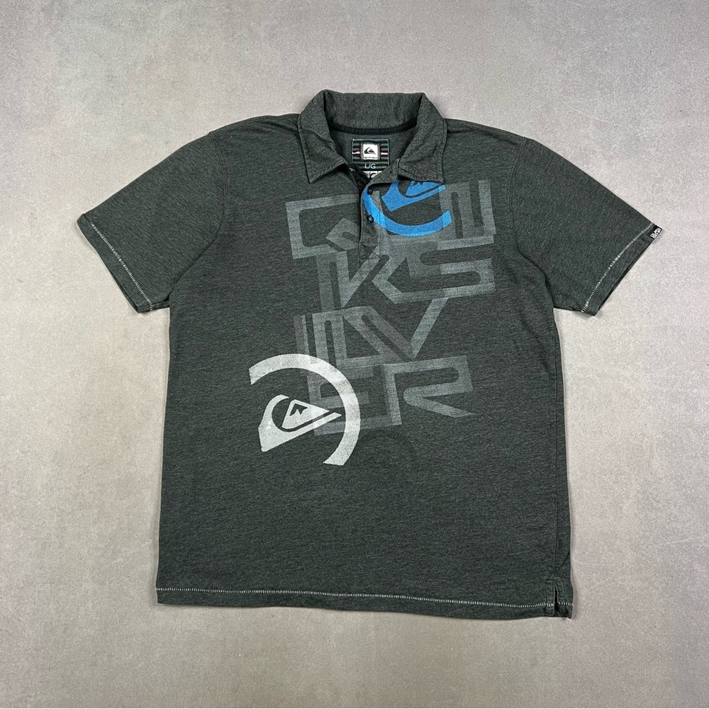 Quiksilver Charcoal Polo Blue Accents Y2K
